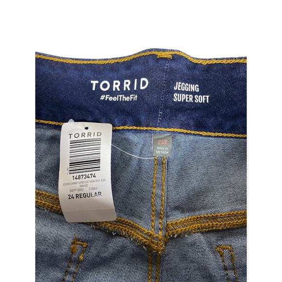 NWT Women's Torrid Super Soft Jeggings Dark Blue Size 24 Regular - Picture 4 of 7